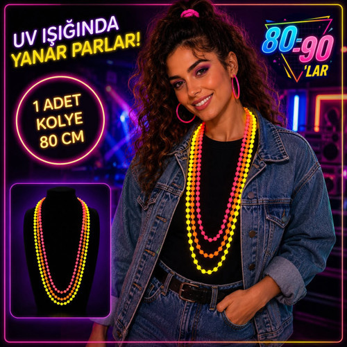 Büro Ev Ofis Etkinlik Gösteri Kostümü için 3PARÇA UV Glow Parti Kolyesi Seti