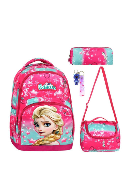 Okul Çantası Kız Okul Çantası 3Lü Set Okul Çantası Frozen Desenli Lüx Okul Çantası