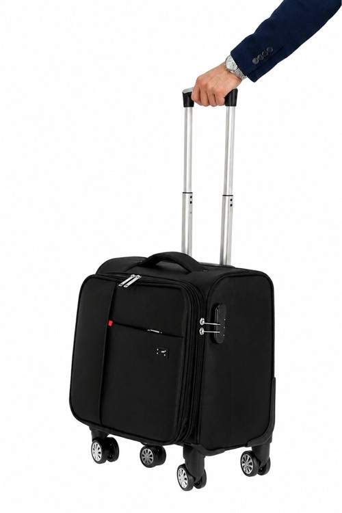 Pilot Valiz Küçük Boy Valiz Kabin Valiz 4 Teker Valiz Laptop Gözlü 45X40X25Cm Siyah