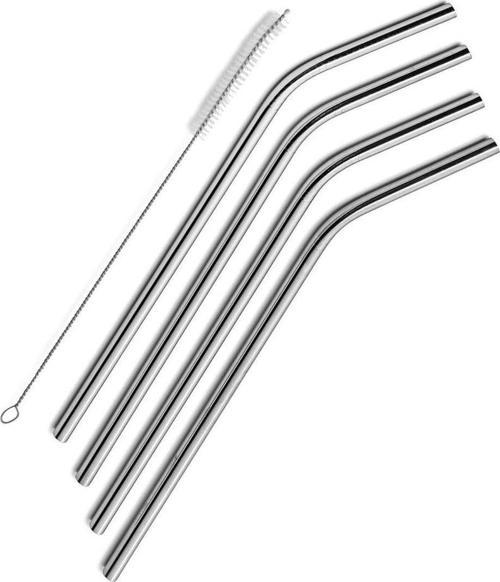 Çelik Pipet Paslanmaz Çelik Metal Meşrubat Pipeti Ve Pipet Temizleme Fırçası Seti 5 Parça