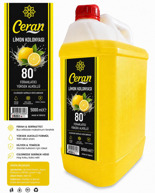 LİMON KOLONYASI 5 LİTRE 80 DERECE