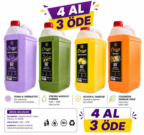 5 LİTRE KOLONYA 4 AL 3 ÖDE KAMPANYALI
