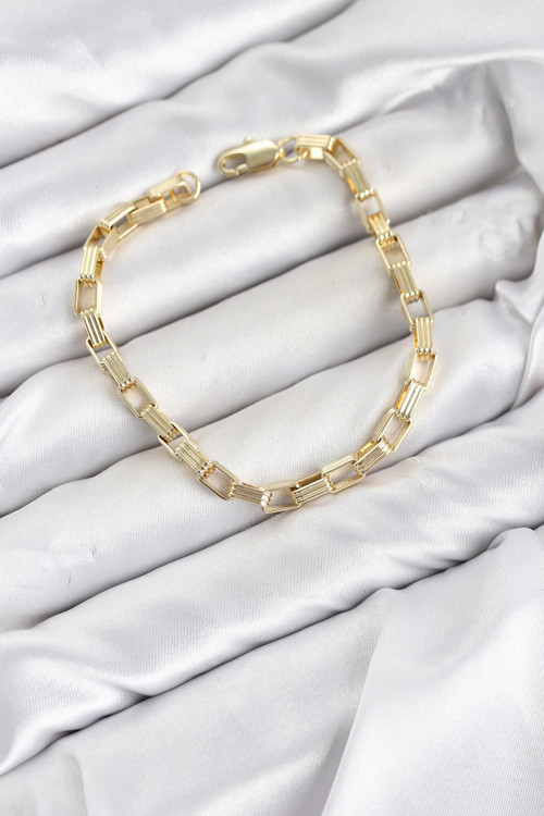 CM Kare Halka Model Gold Renk Pirinç Kadın Bileklik - EBJ260701W44135