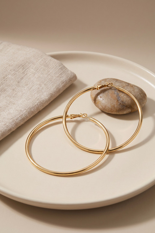 Çelik Gold Renk 56 mm Halka Küpe - EBJ260808W46123