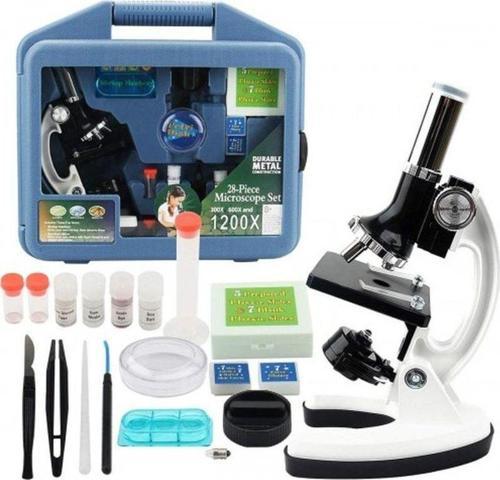 Mikroskop Taşınabilir Set 28 Parça Eğitim Mikroskop Kiti 300X 600X Ve 1200X Çocuklara