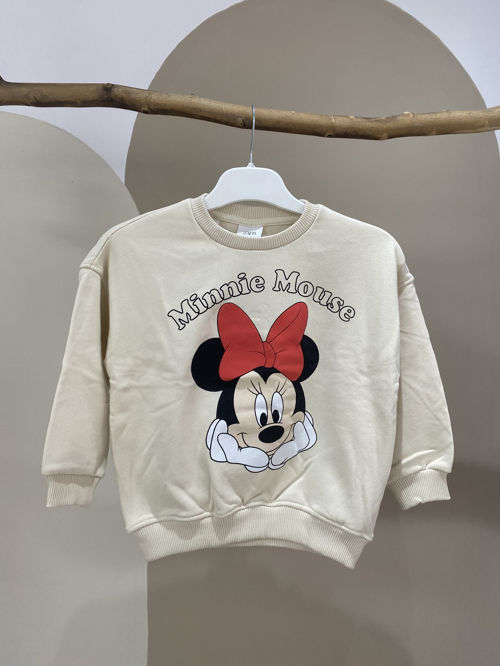 Kız Çocuk Minnie Mouse Baskılı Sweatshirt Bej