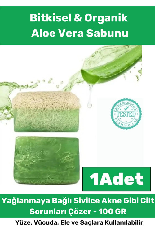 Özel %100 Doğal Koku Yüz Cilt Beyazlatıcı Organik Nemlendirici Kabak Lifli Aloe Vera Sabunu 1 Adet