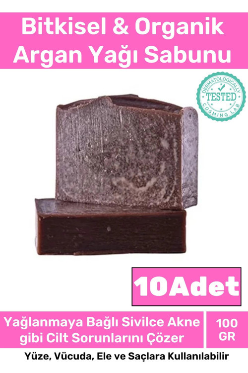 Organik Bitkisel %100 Doğal Güzel Kokulu El Yüz Saç Orijinal 10'Lu Argan Yağı Sabunu