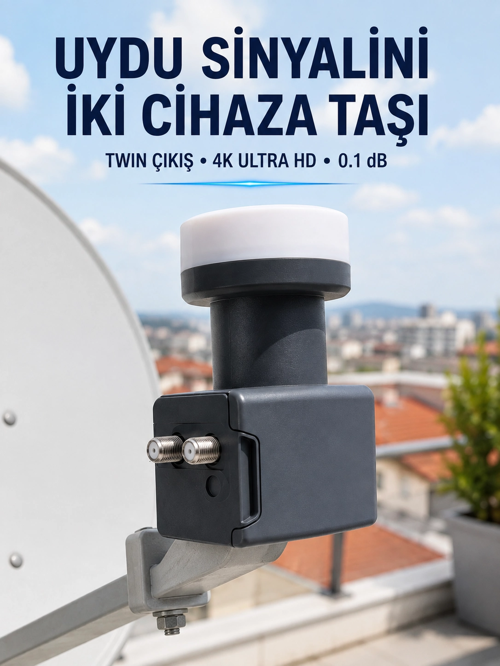 Twin Lnb Çift Çıkışlı Uydu Anten Lnb Ku Band 0.1 Db