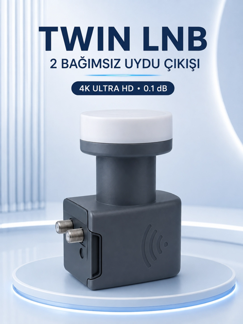 Ku Band Twin Lnb Çift Çıkış Destekli 0.1 Db Uydu Anten Lnb