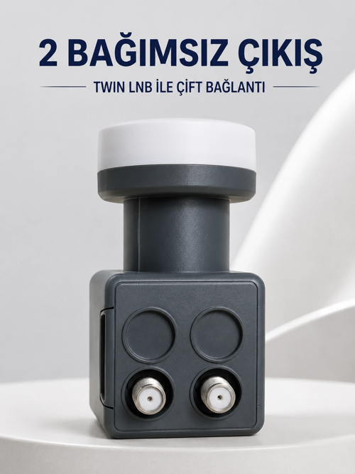 Çift Çıkışlı Twin Lnb Ku Band Uydu Anten Başlığı 0.1 Db
