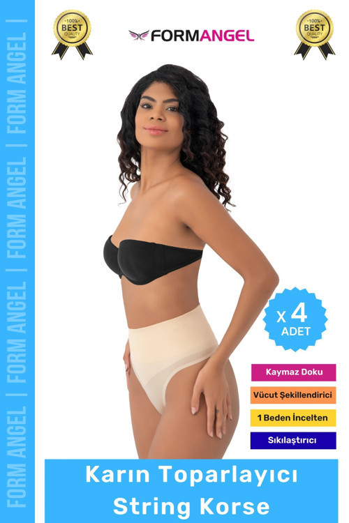 #Korse İz Yapmaz Kaymayan Seamless Alt Karın Göbek Toparlayıcı String Külot Kadın Korse - 4 Adet