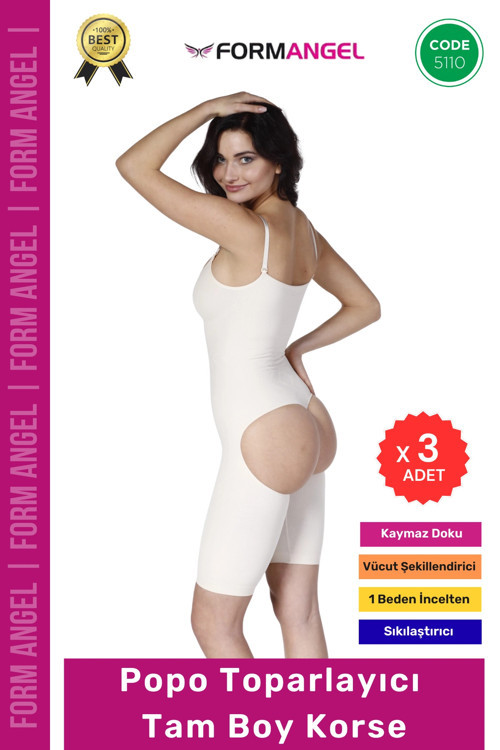 #Korse Dikişsiz Seamless Şekillendirici Kaymayan Doku Popo Toparlayıcı Tam Boy Korse - 3 Adet