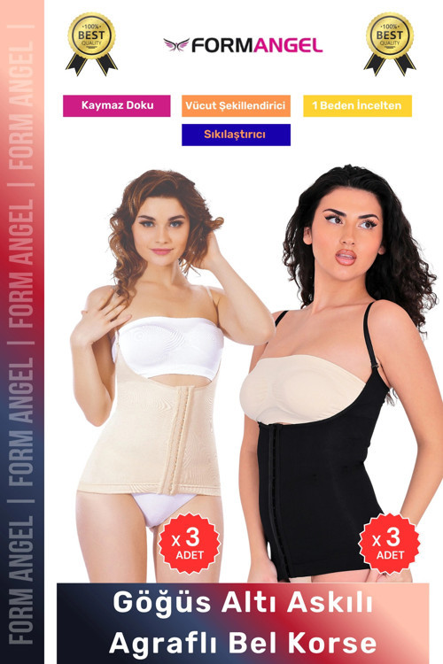 #Korse Vücut Şekillendiren Toparlayıcı Kadın Göğüs Altı Askılı Agraflı Bel Korse 6'Lı Set
