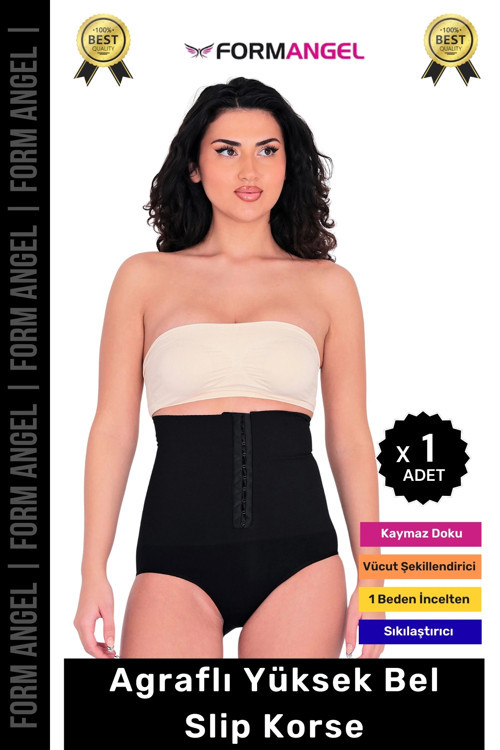 #Korse Vücut Şekillendiren Toparlayıcı Kaymaz Agraflı Yüksek Bel Slip Kadın Külot Korse - 1 Adet