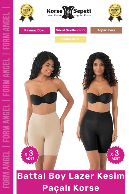#Korse İz Yapmayan Kaymaz Toparlayıcı Sıkılaştıran Battal Boy Lazer Kesim Paçalı Korse 6'Lı Set