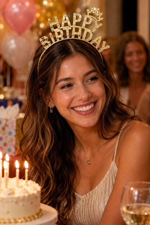 Happy Birthday Plastik Taç Gold Renk Taçlı Tasarım Doğum Günü Parti Kostüm Eğlence Aksesuarı