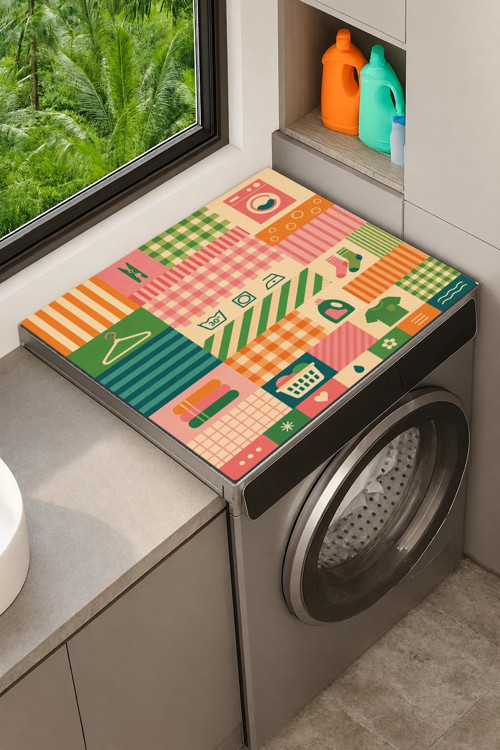 Çamaşır Kurutma Makinesi Üstü Düzenleyici Matı Sıvı Geçirmez Örtü Çamaşır Patchwork