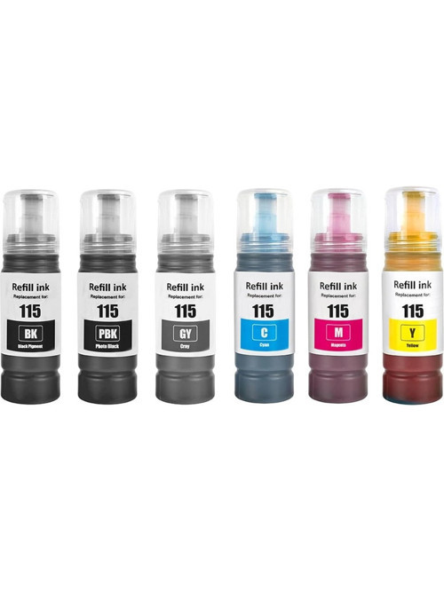 Epson T115 Ecotank L8160 Epson Ecotank L8180 Uyumlu 6 Renkli Muadil Mürekkep Seti