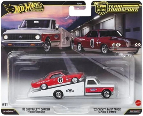 Premium Team Transport 66 Chevrolet Corvair Yenko Stinger 72 Chevy Ramp Truck 1:64 FLF56