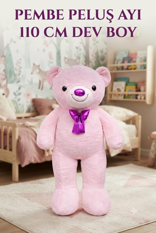 Büyük Papyonlu Pembe Ayı 110 Cm Sevimli Konforlu: Peluş Uyku Yastığı Ve Sarılma Arkadaşı Dekoratif Oyuncak