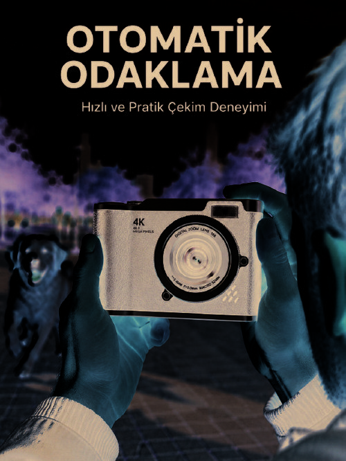 Taşınabilir Dijital Fotoğraf Makinesi LED Flaş ve 18X Dijital Zoom - SL0005-0CF8D2