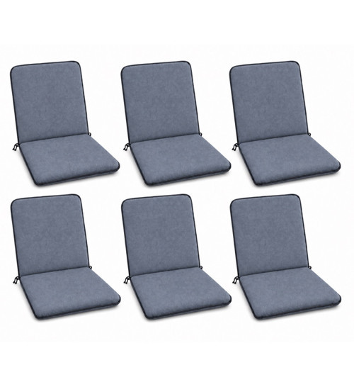 6 Adet Rattan Arkalıklı Sandalye Minderi (Kalınlık 4cm)-Primer Koyu Gri Yeni