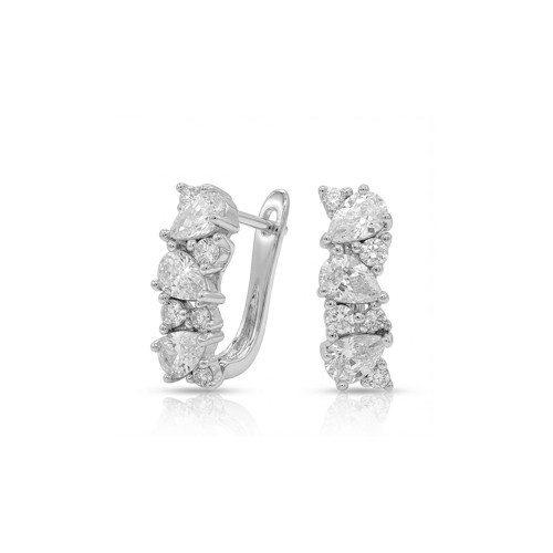 💎 Premium Parlak Gümüş Renk Zirkon Taşlı Geniş Yüzey Modern VIP Halka Kadın Bijuteri Küpe 3183KKUV009