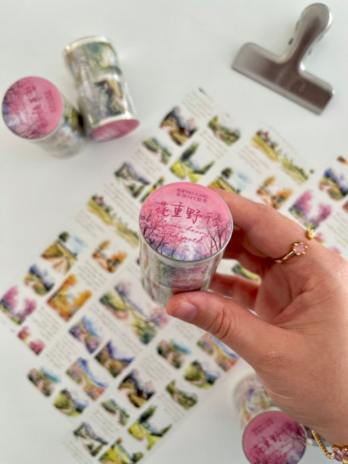 Flower Heavy Path Çiçekli Doğa Yolu 2m Pet Washi Bant/Masking Tape/Desenli Bant/Bullet Journal