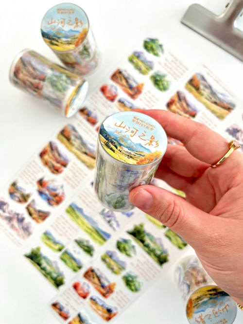 Shadow Of Mountain And River Dağ Vadisi Temalı 2m Pet Washi Bant/Masking Tape/Desenli Bant/Journal