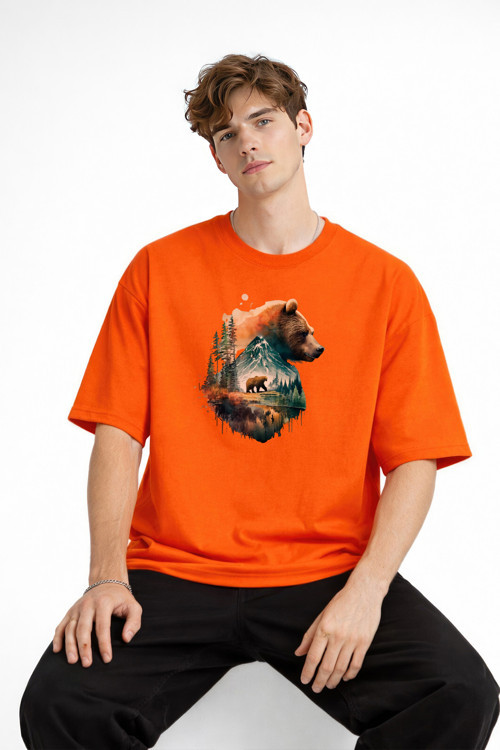 Bear2 - Oversize Tişört Turuncu