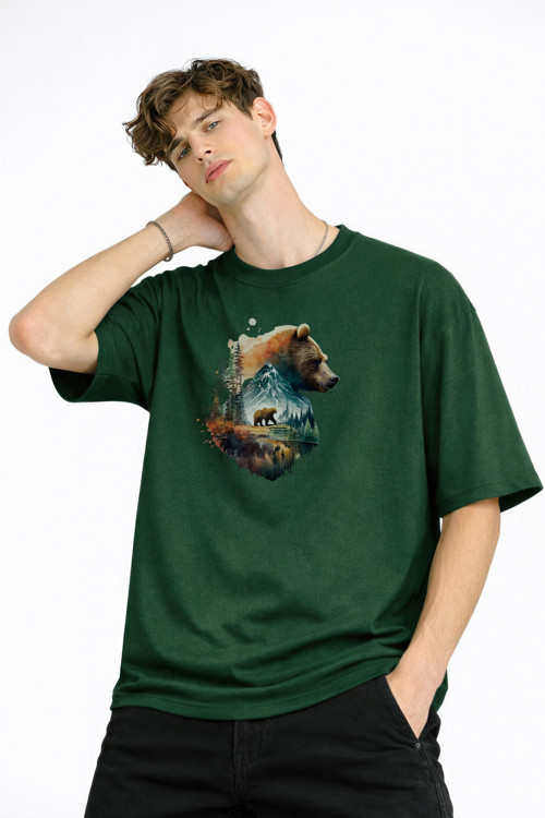 Bear2 - Oversize Tişört Hakı