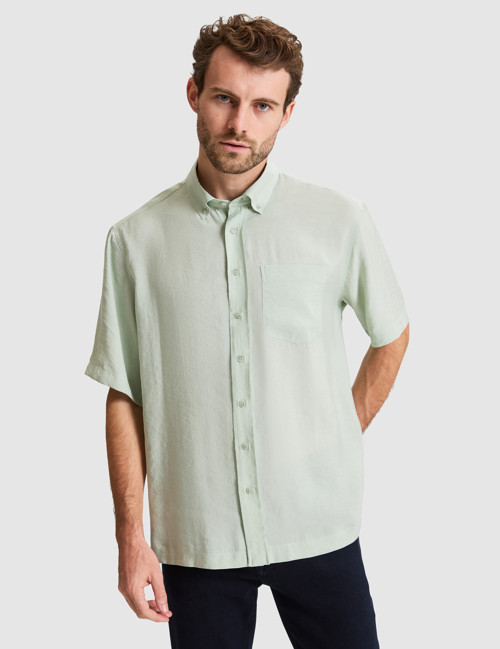 Su Yeşili Oversize Kısa Kollu Gömlek 50320898-VR048