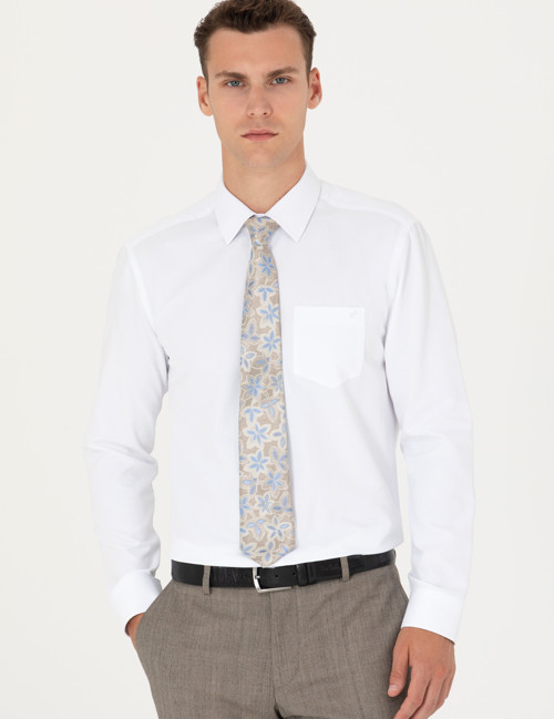 Beyaz Regular Fit Uzun Kollu Basic Gömlek 50277764-VR013
