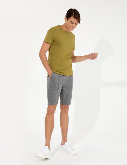 Gri Melanj Standart Fit Örme Şort 50251039-VR086