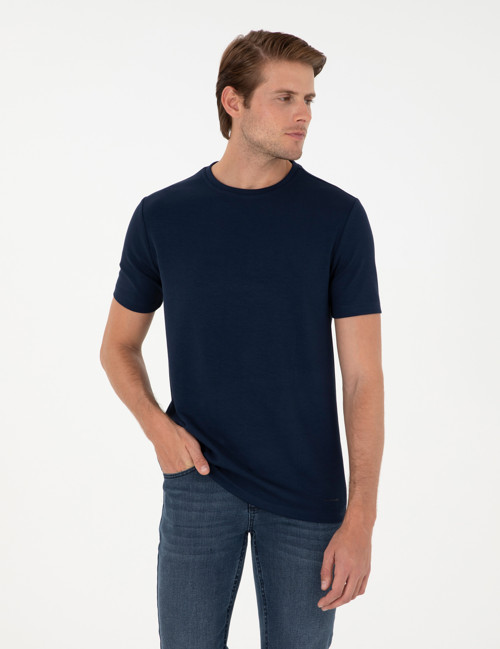 Lacivert Regular Fit Bisiklet Yaka Tişört 50292343-VR033