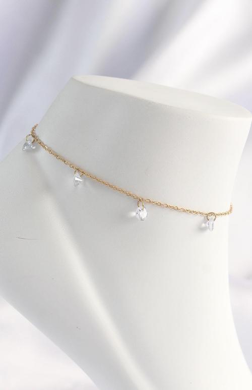 316L Çelik Gold Renk Zirkon Taşlı Halhal - EBJ240601W24512