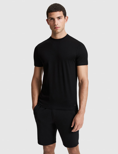 Siyah Slim Fit %100 Pamuk Bisiklet Yaka Likralı Basic Tişört 50321129-VR046