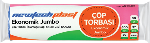 Jumbo Boy Çöp Torbası, Mavi, 1 Rulo 80 x 110 cm., 300 gr.