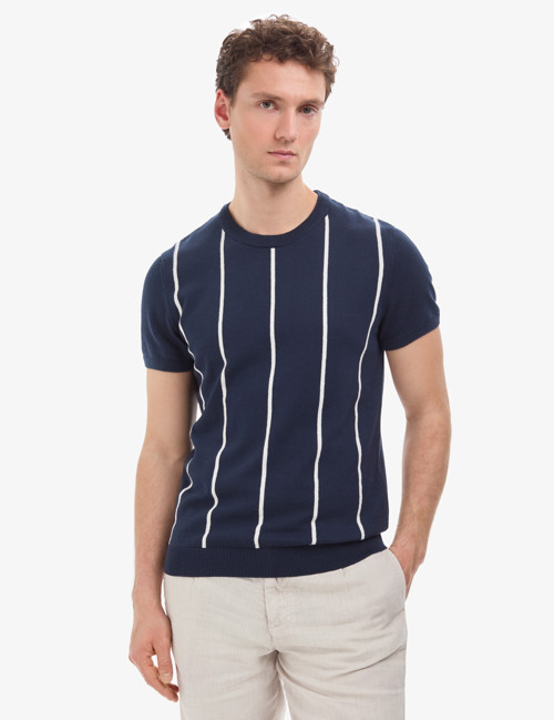 Lacivert Slim Fit Bisiklet Yaka Triko Tişört 50325010-VR033