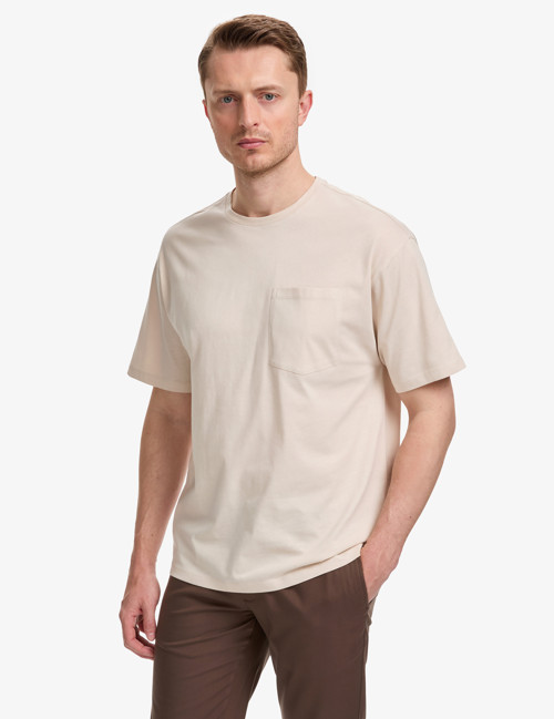 Bej Comfort Fit %100 Pamuk Bisiklet Yaka Basic Tişört 50325300-VR011