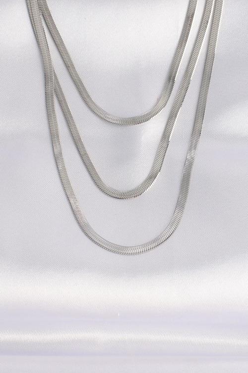 316L Çelik İtalyan Zincir Gümüş Renk Çoklu Kolye - EBJ240601W24674