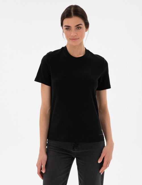 Siyah Bisiklet Yaka Basic Tişört 50302474-VR046