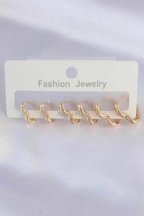 Pirinç Gold Renk Kalp Model Küpe Seti - EBJ240601W24767