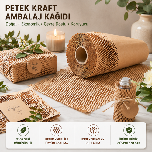 Premium Petek Dolgu Ambalaj Kağıdı 50 cm x 50 Metre | Esnek Paketleme ve Koruyucu Ambalaj Kağıdı