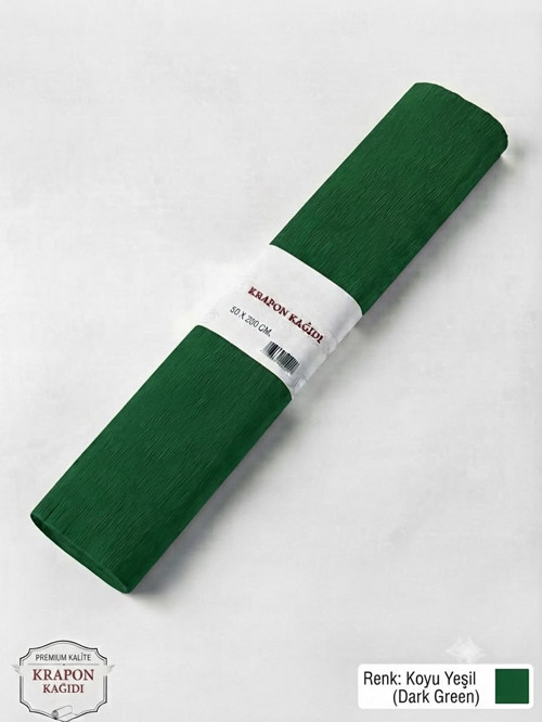 Premium Zümrüt Yeşili Krapon Süsleme Kağıdı 50x200 cm 60 gr | Parti, Organizasyon ve Okul Etkinlikleri İçin (1 Adet)