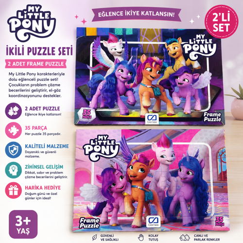 My Little Pony 2’li Frame Puzzle Seti – 35 Parça Çocuk Yapbozu