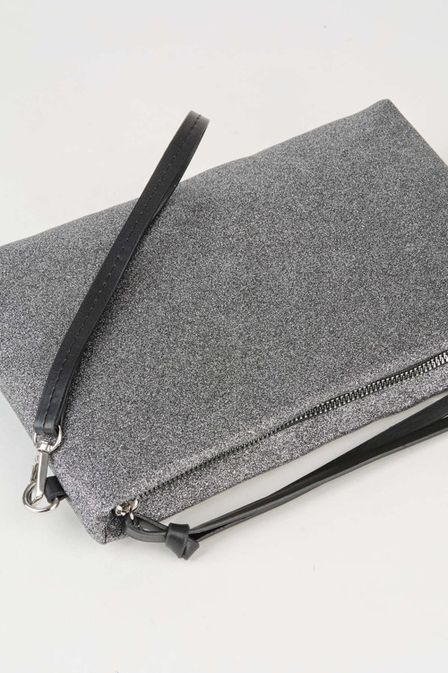 Kadın Bellis Simli Gri Astarlı Suni Deri Bilek Askılı Portföy El Ve Clutch Çanta