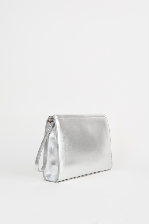 Kadın Petunya Gümüş Astarlı Suni Deri Bilek Askılı Portföy El Ve Clutch Çanta