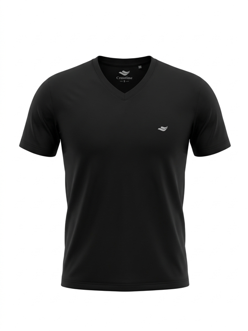 V Yaka Siyah Erkek Tshirt